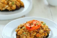 Vegan Portobello Mushrooms Stuffed with Herbed Chickpeas