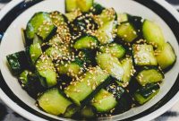 Smashed Cucumber Salad (Pai Huanggua) with Garlic and Sesame