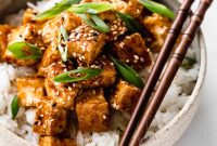 Crispy Baked Tofu with Teriyaki Glaze