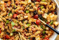 Pizza Pasta Salad Recipe with Pepperoni and Mozzarella