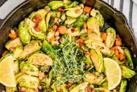 Roasted Lemon Brussels Sprouts with Crispy Pancetta and Thyme