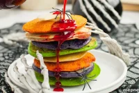 Spooky Rainbow Halloween Pancake Recipe