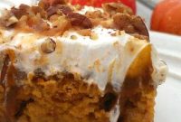 Pumpkin Poke Cake with Butter Pecan Drizzle