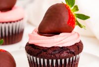 Decadent Chocolate-Covered Strawberry Cupcakes