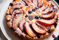 Moist Nectarine and Blueberry Cake