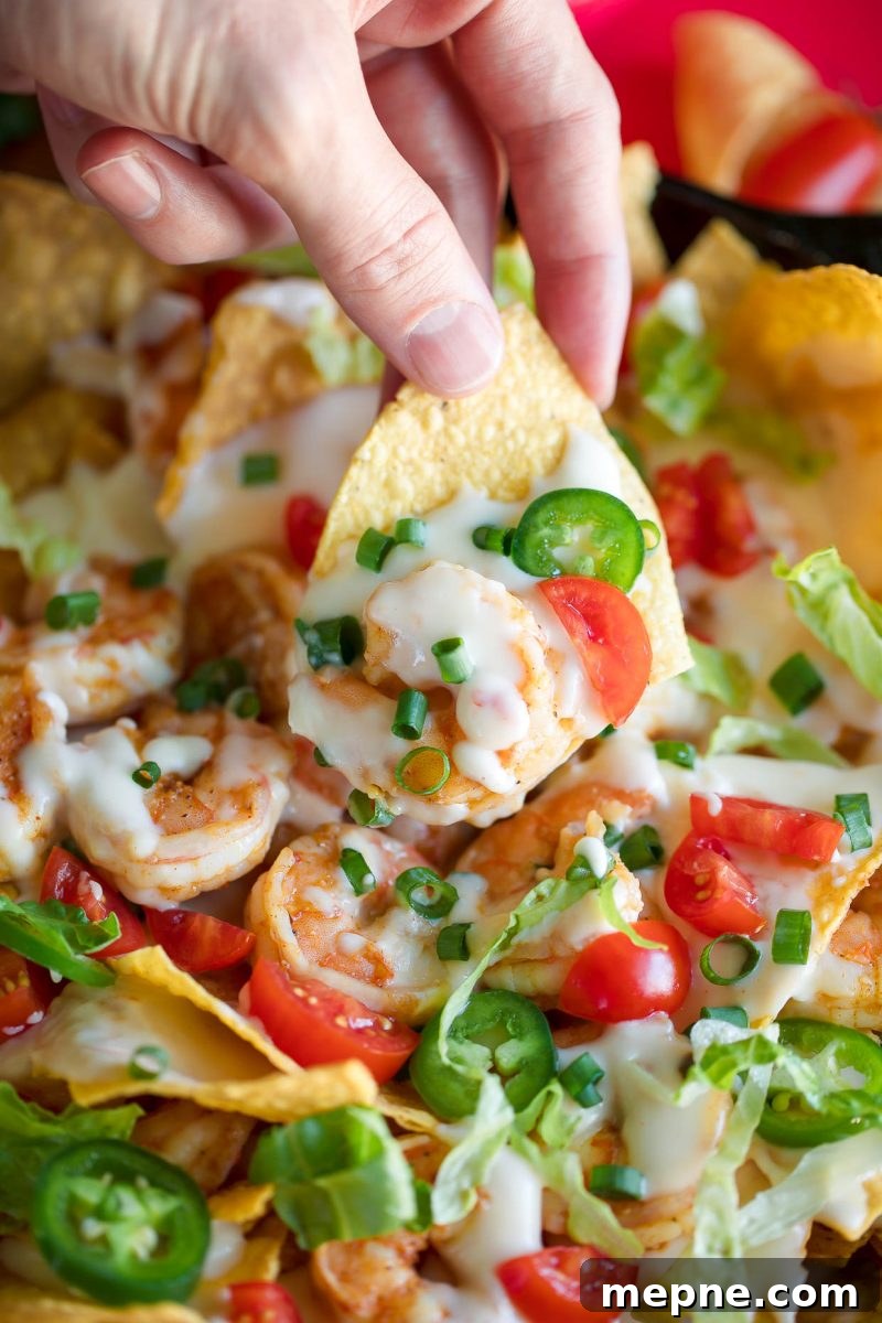Crispy Shrimp Nachos with Chipotle-Lime Sauce 3 Shrimp Nachos with Pepper Jack White Queso