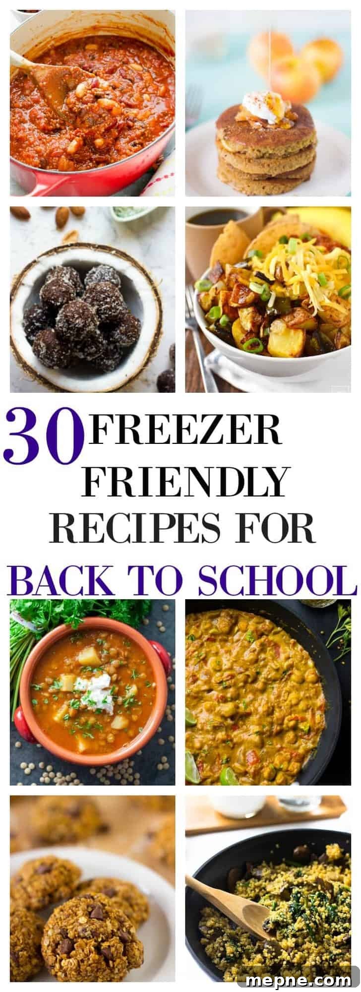 30 Freezer-Friendly Back-to-School Recipes 2 A montage of freezer friendly recipes.
