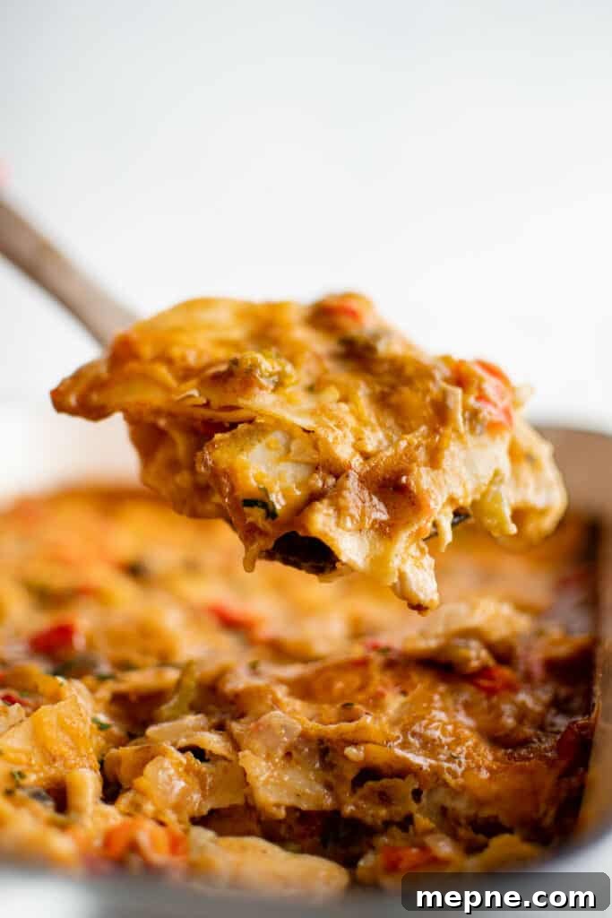 Creamy King Ranch Chicken Casserole Recipe 4 king ranch chicken on a spoon