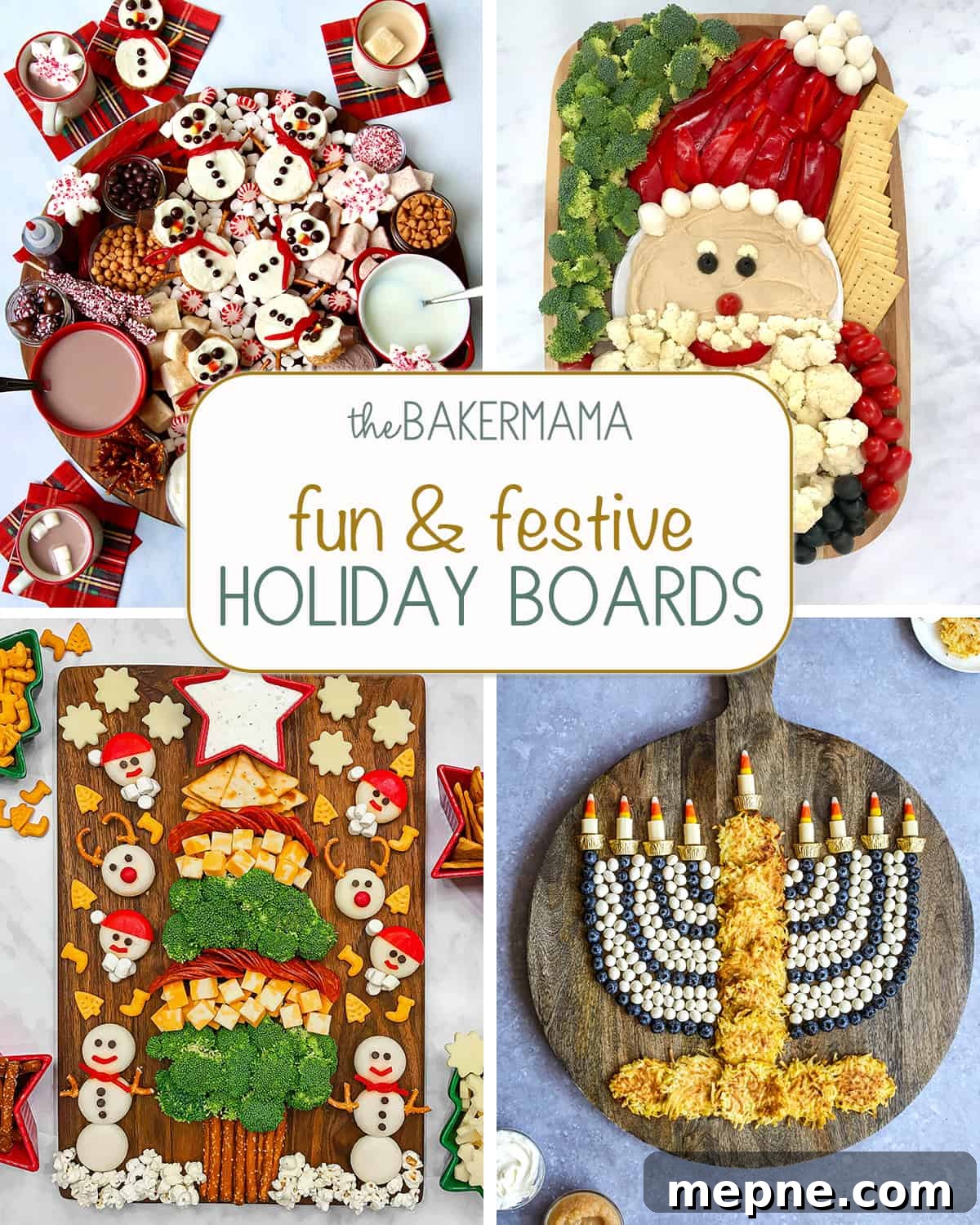 Snowman Snack Board for Christmas Parties 8 Hot Chocolate Board with Snowmen Scotcheroos, Healthy Santa Snack Board, Kids Christmas Tree Snack Board, Hanukkah snack board