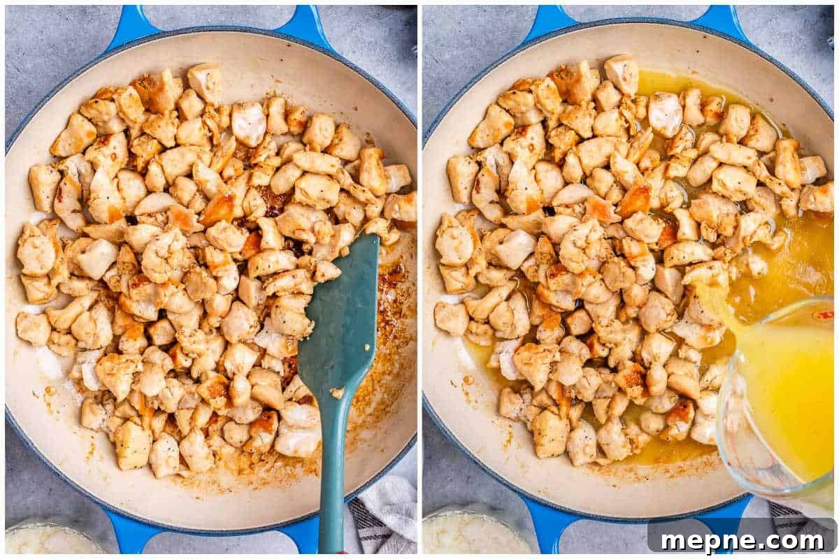 Gnocchi Carbonara: Creamy Pancetta and Parmesan 4 process shot to cook the chicken bites in a skillet and adding broth over the chicken.