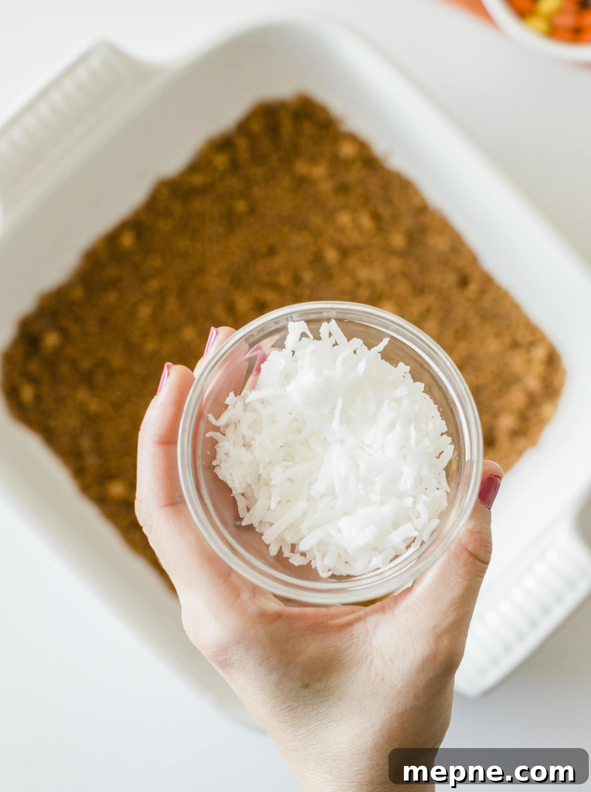 Pumpkin Magic Bars with Graham Cracker Crust 6 Layering ingredients for Pumpkin Magic Bars