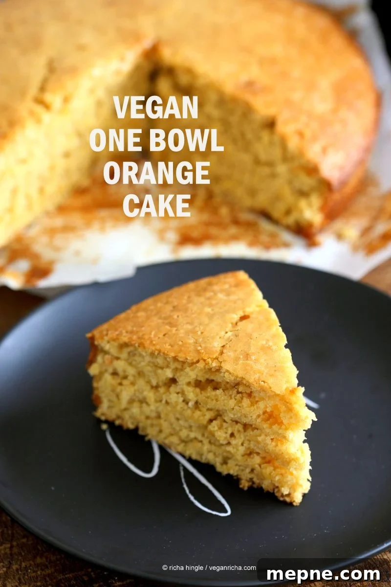 Vegan Orange Cake made in 1 Bowl and just 8 ingredients! Easy Moist Citrusy Vegan Cake. #Soyfree #PalmOilfree #vegan #Recipe.| VeganRicha.com
