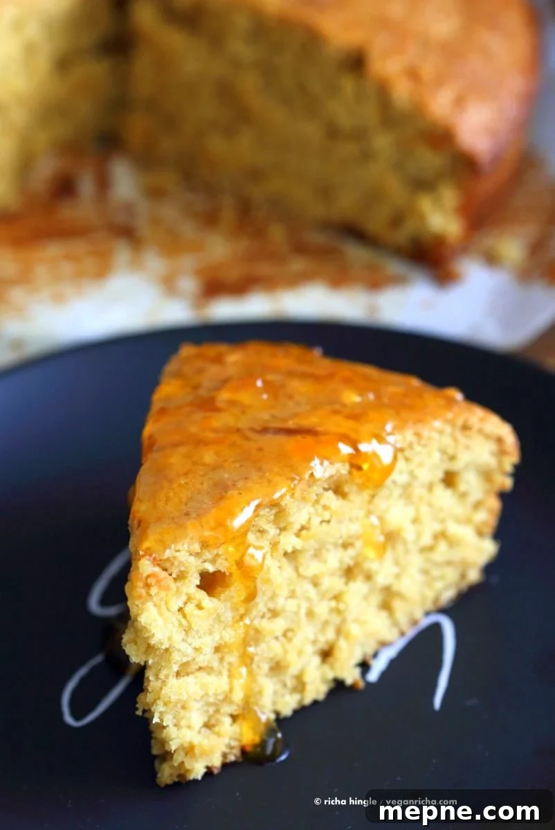 Vegan Orange Cake made in 1 Bowl and just 8 ingredients! Easy Moist Citrusy Vegan Cake. Soyfree Palm-Oil-free Recipe | VeganRicha.com