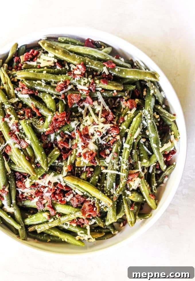 Parmesan Bacon Green Beans Recipe 2 Parmesan bacon green beans served as an easy side dish