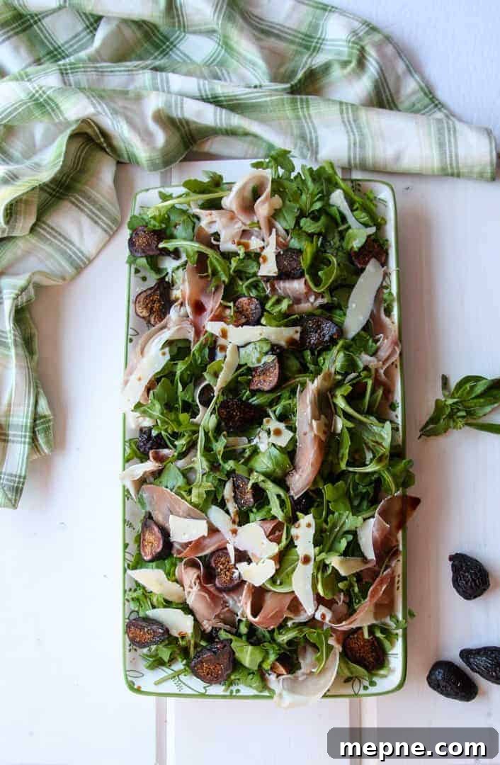 Fig, Prosciutto and Arugula Salad Recipe 2 Salad of Arugula, Figs, Proscuitto, on a platter