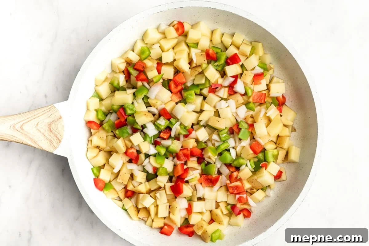 Southwestern Skillet Potatoes Recipe with Peppers and Onions 3 Close-up of seasoned skillet potatoes