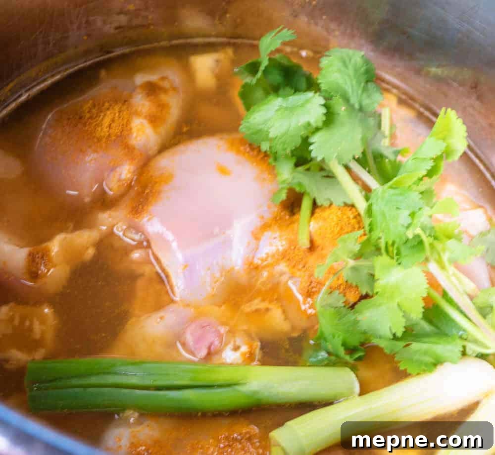 Instant Pot Chicken Curry Thighs 4 Instant Pot full of ingredients to cook some chicken curry
