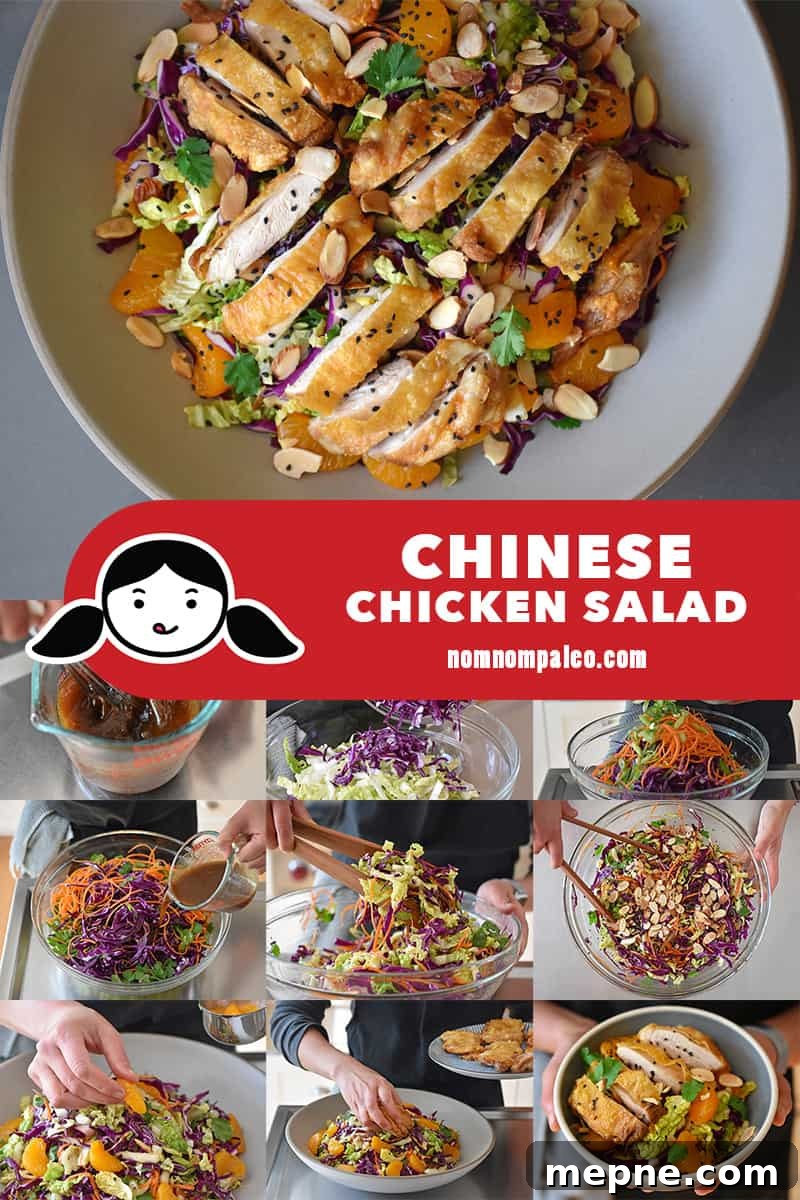 Whole30 Chinese Chicken Salad Gluten Free 3 A collage of the cooking steps for Whole30 Chinese Chicken Salad