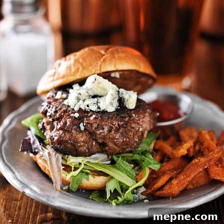 Recipe for Oozy Bluesy Stilton and Sirloin Burgers | Foodal.com