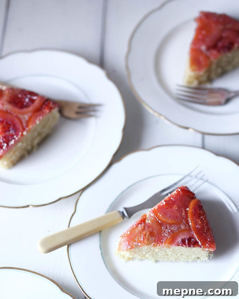 blood orange upside down cake slices