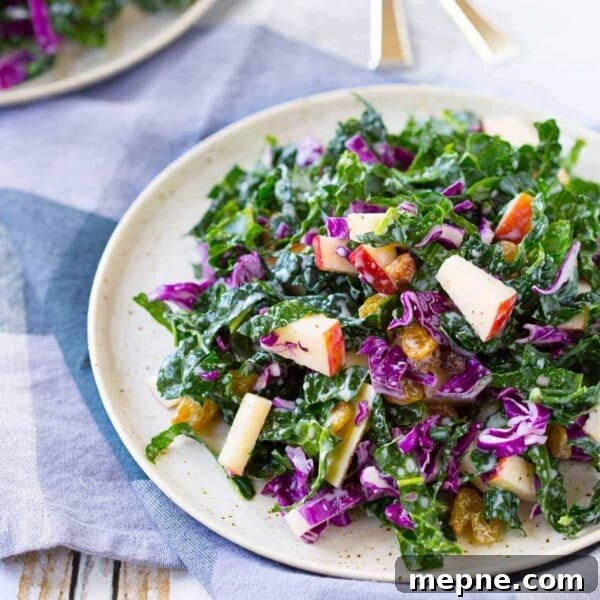 Kale salad with apples and raisins.