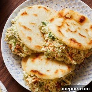 Reina Pepiada Arepa: Avocado and Shredded Chicken 4 Arepa Reina Pepiada Chicken Salad Venezuelan Corn Cakes