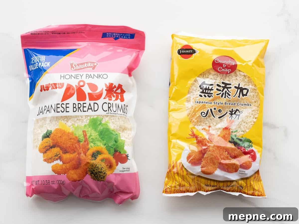 Two bags of panko or Japanese bread crumbs.