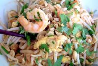 Pad Thai, Vanilla Barley Risotto, Strawberry-Rhubarb Compote