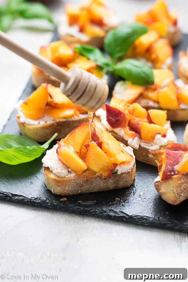 Peach Crostini with Whipped Ricotta and Honey 7 peach crostini