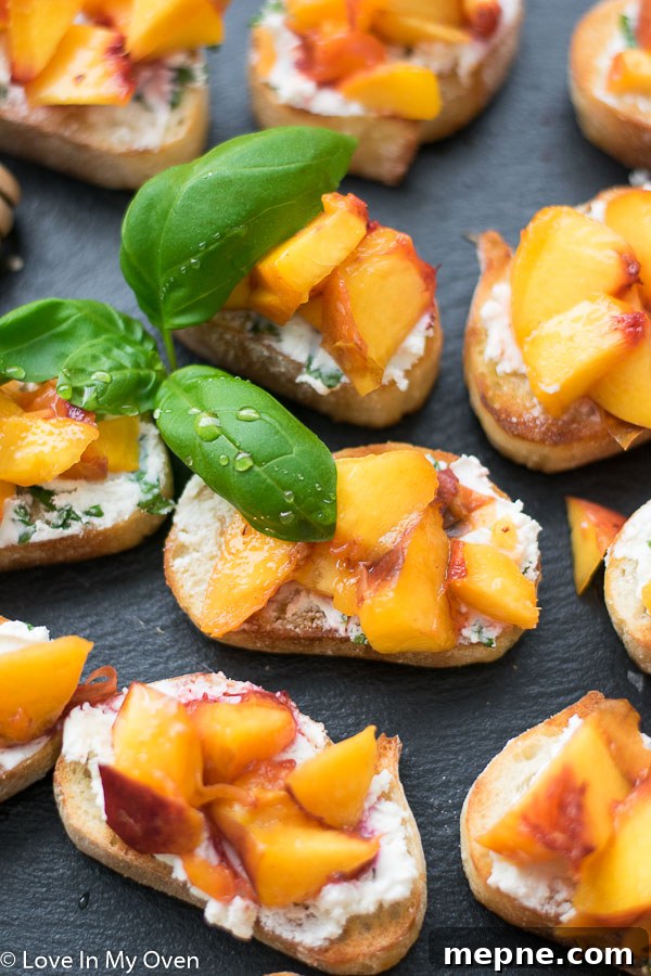 Peach Crostini with Whipped Ricotta and Honey 8 peach crostini