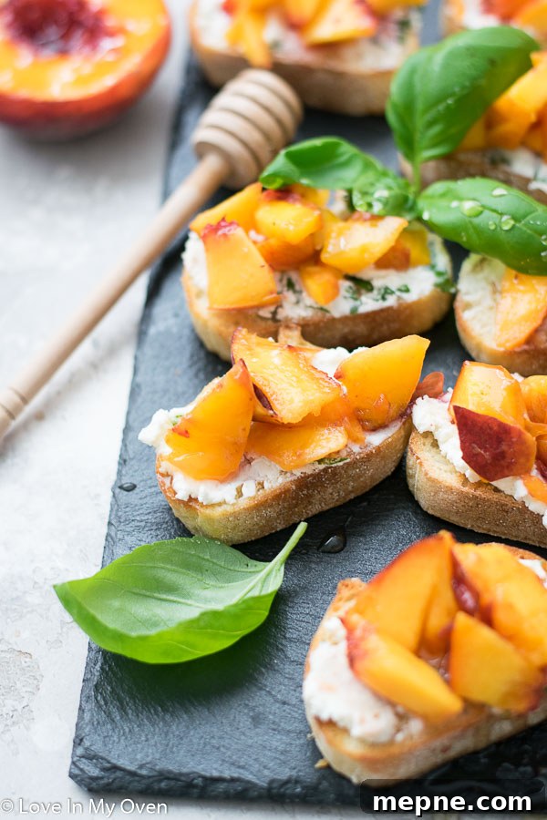 Peach Crostini with Whipped Ricotta and Honey 10 peach crostini