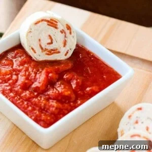 Pepperoni pizza tortilla pinwheels.