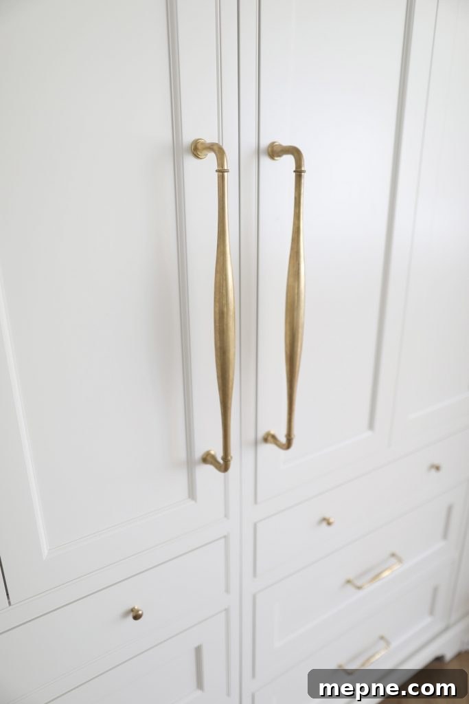 Kitchen Remodel Reveal: Before and After Transformation 25 classic brass appliance pulls on a subzero