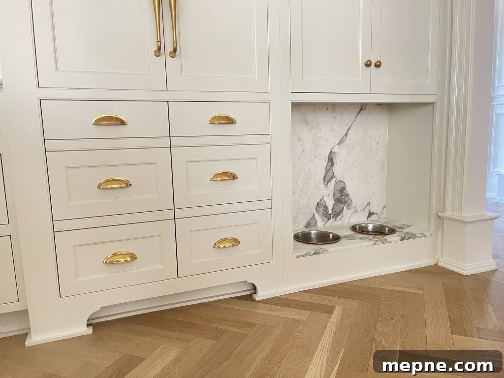 Kitchen Remodel Reveal: Before and After Transformation 26 built in dog bowls in a kitchen