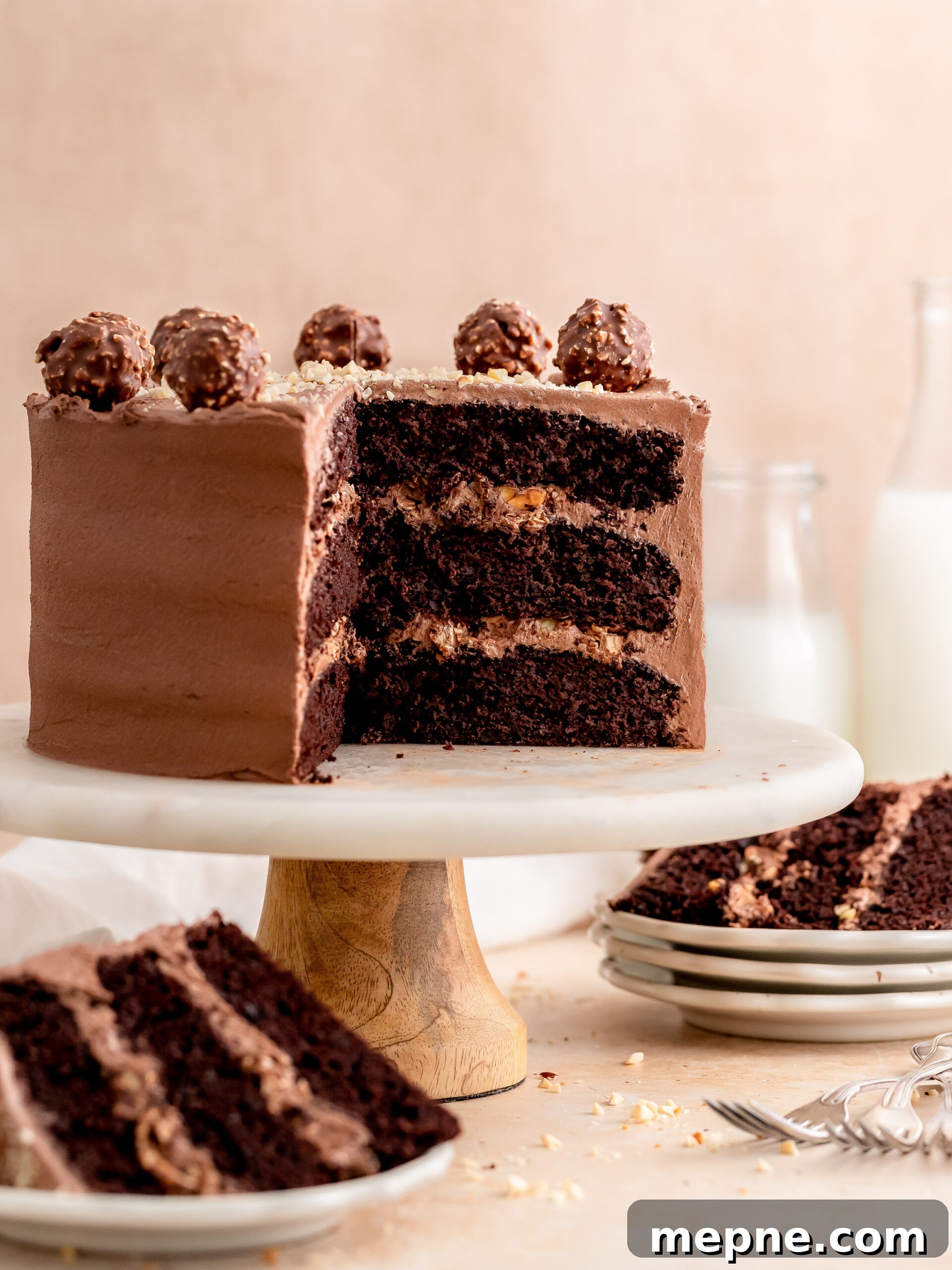 Ferrero Rocher Chocolate Hazelnut Layer Cake Recipe 3 Chocolate cake layers and buttercream