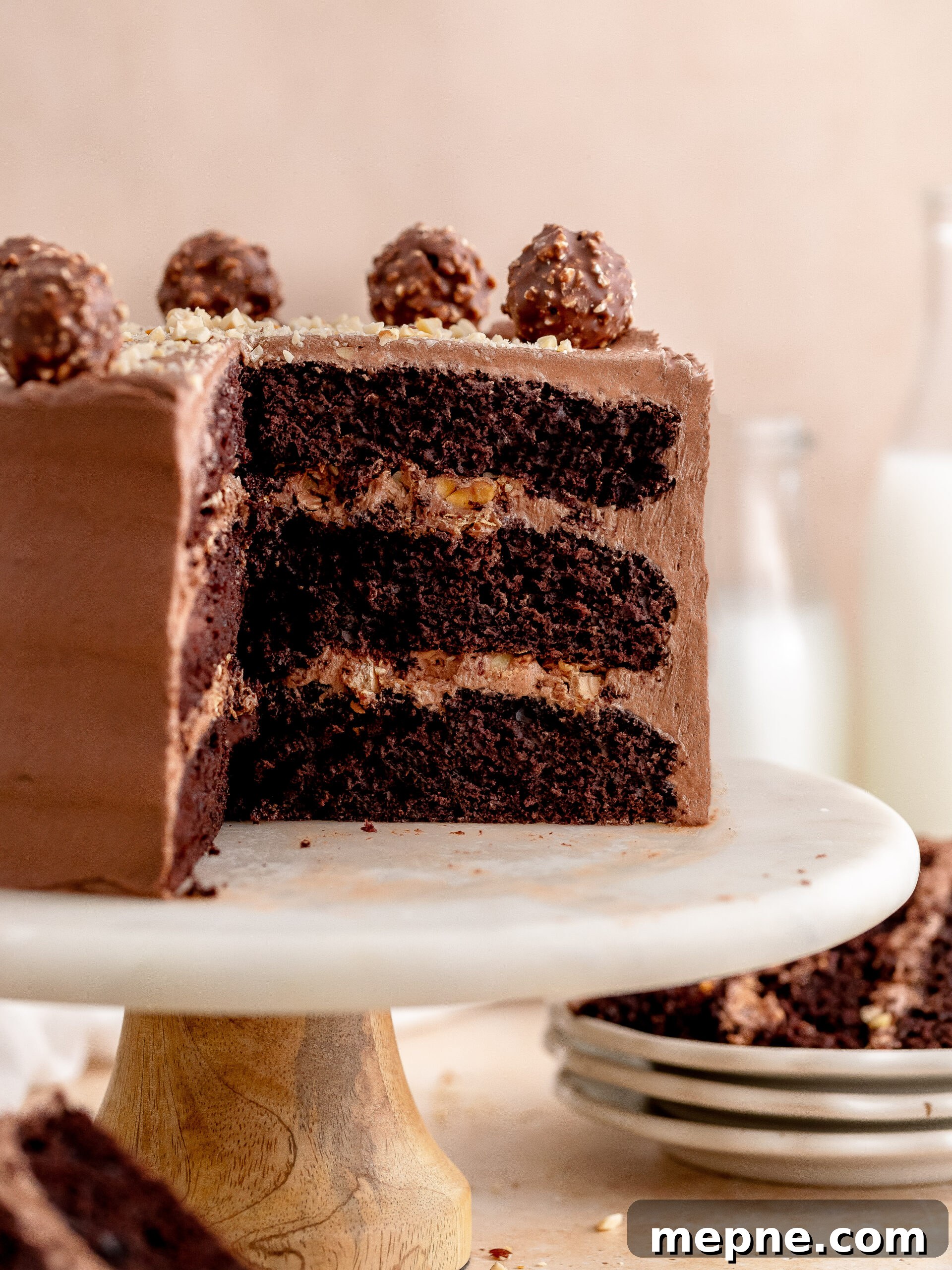 Ferrero Rocher Chocolate Hazelnut Layer Cake Recipe 10 Cake close up