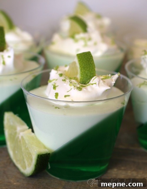Lime Jello Parfait in clear cup