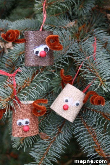Christmas Toilet Paper Roll Reindeer Ornament for Kids 12 vertical tp roll rudolphs