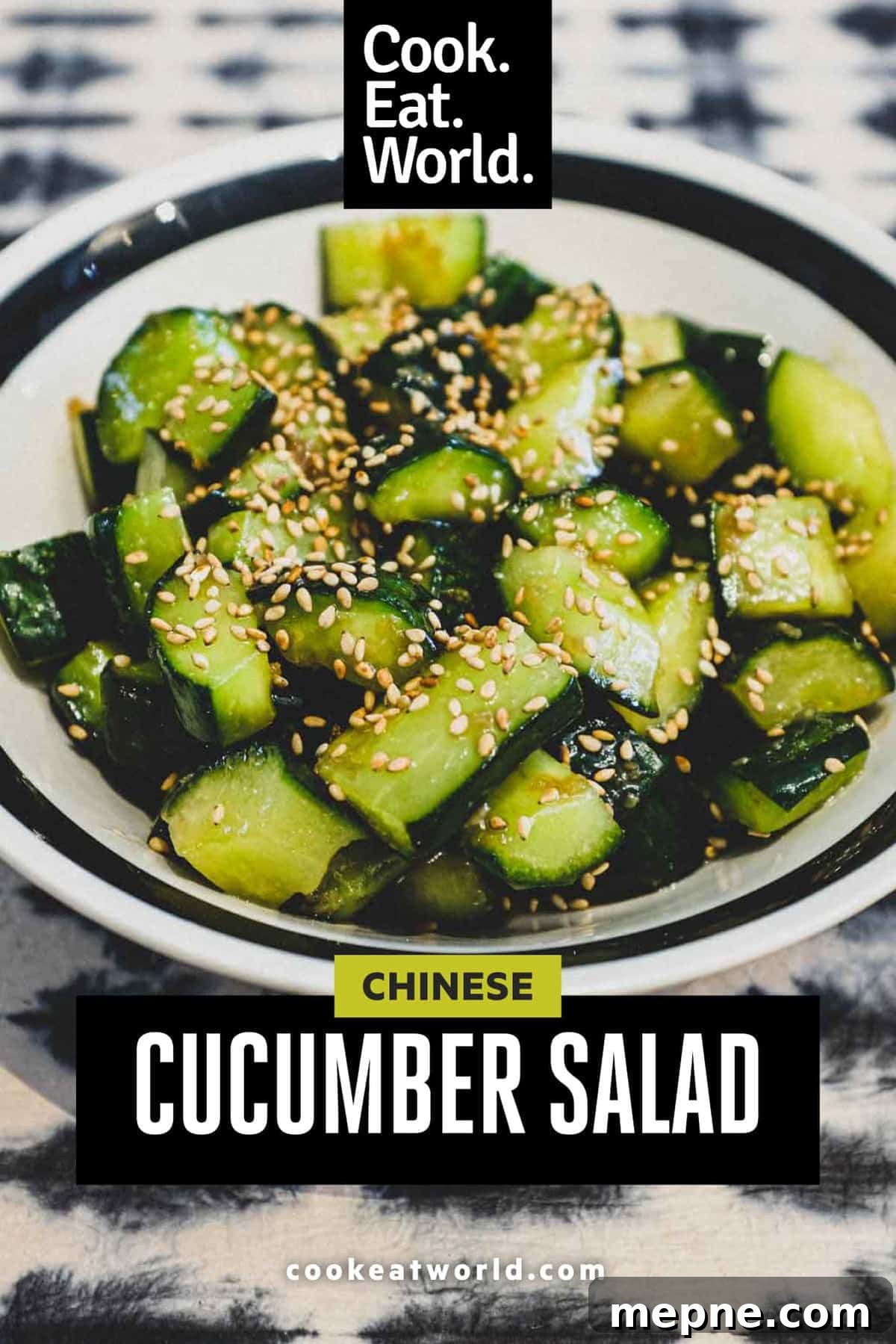Chinese Cucumber Salad | cookeatworld.com A small bowl of Chinese style smashed cucumbers