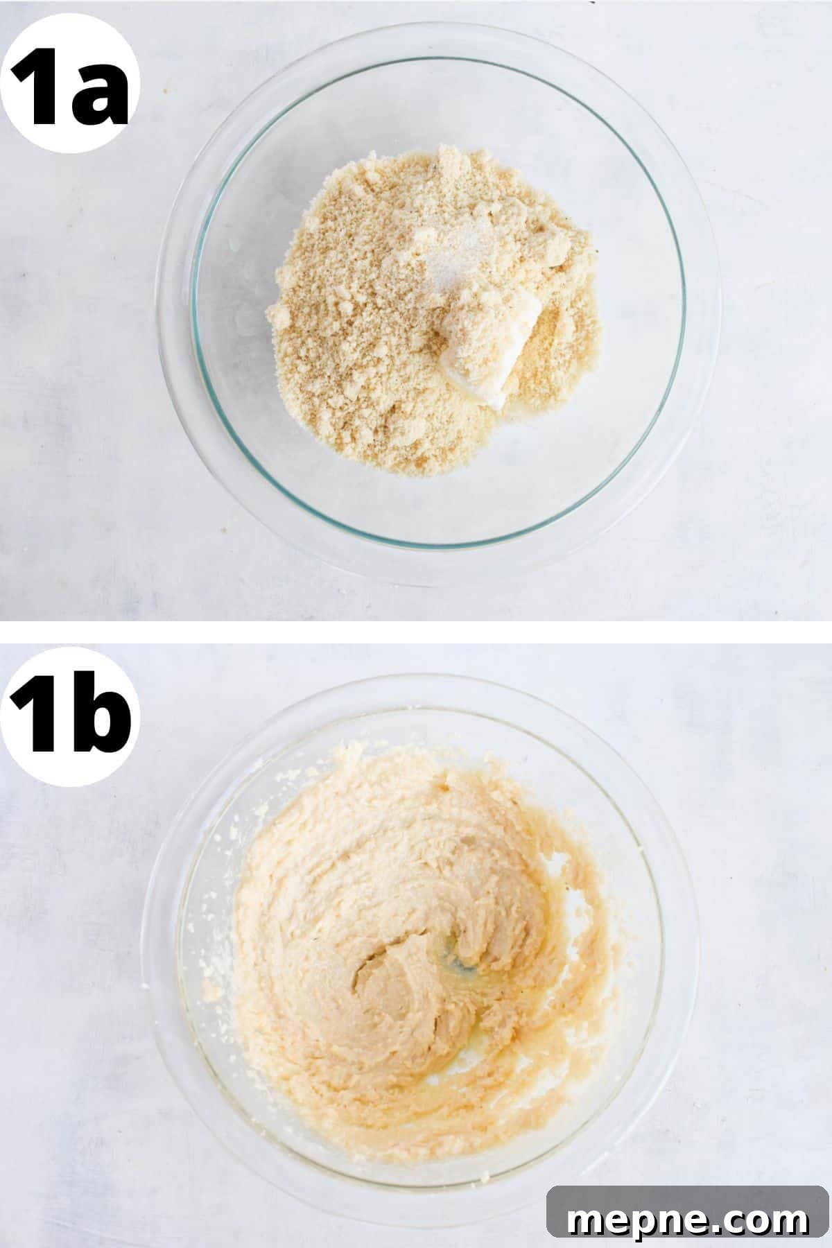 two images showing how to make frangipane. 