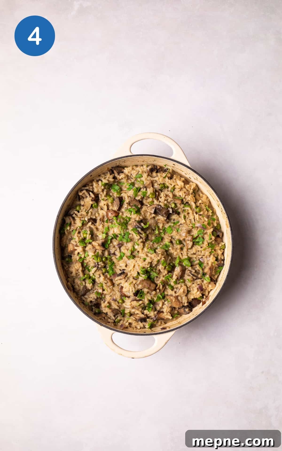Vegan Mushroom Risotto cooked and served.