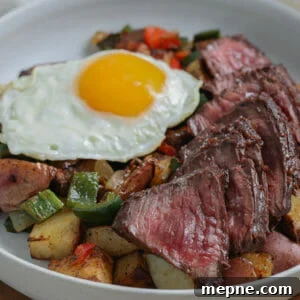 Gluten-Free Umami Hanger Steak on Crispy Potato Hash 3 Gluten Free Umami Hanger Steak over Fried Potato Hash