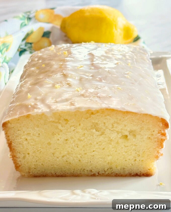 Lemon loaf with glaze.