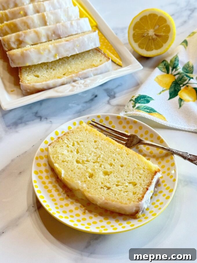 Slices of lemon loaf cake.