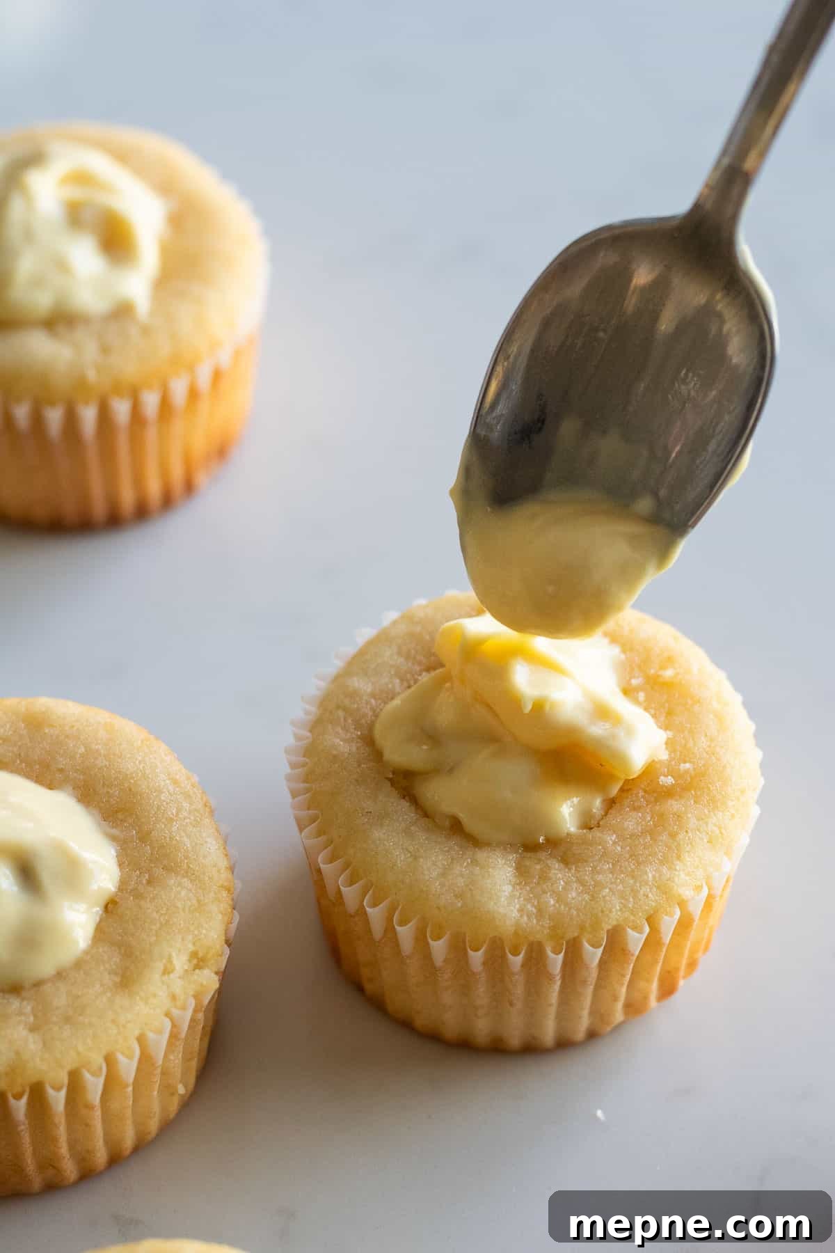 Creamy Banana Pudding Cupcakes with Vanilla Frosting 6 filling vanilla cupcakes with banana pudding filling