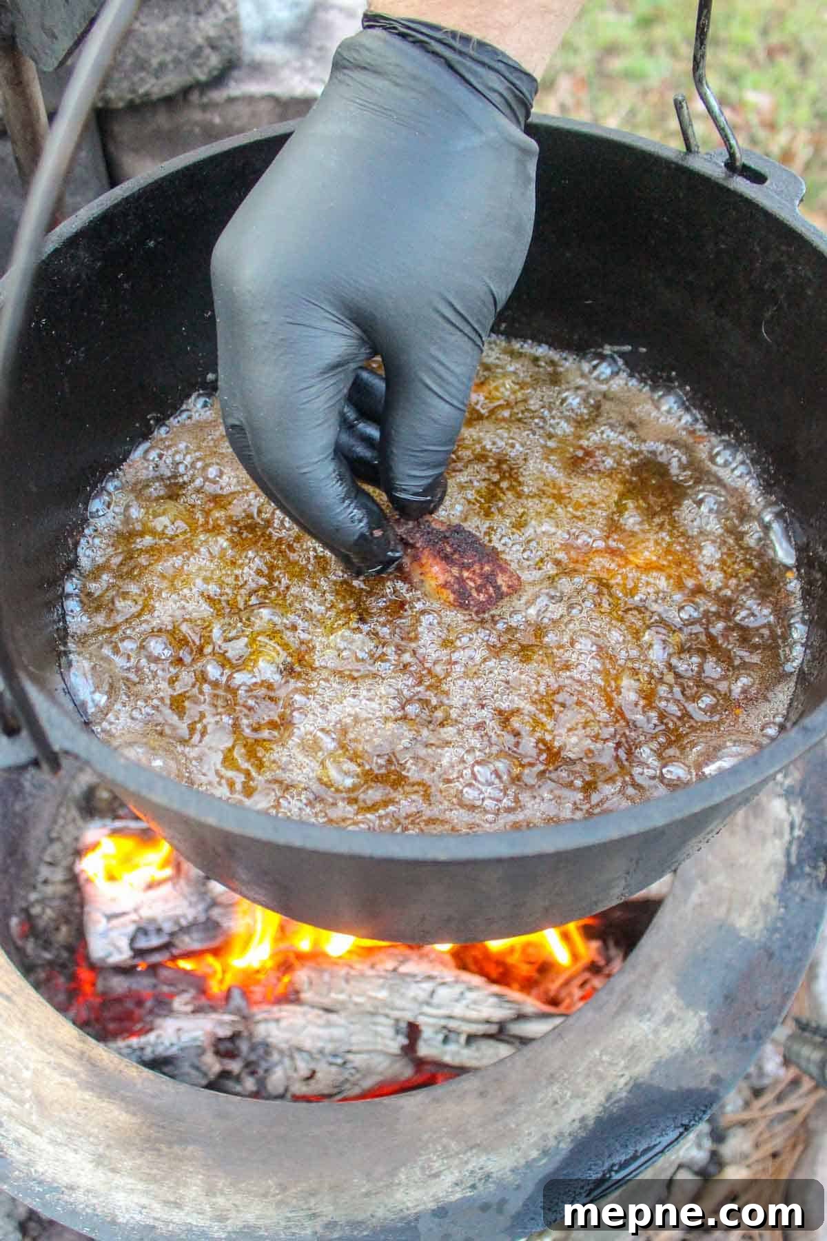 The frying chicken wings.