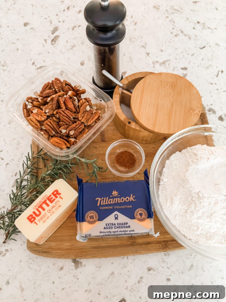 Savory Southern Pecan Cheese Wafers Recipe 4 The ingredients for the Southern Style Cheese Wafers