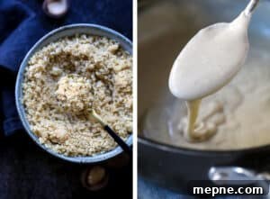 Vegan parmesan and white sauce