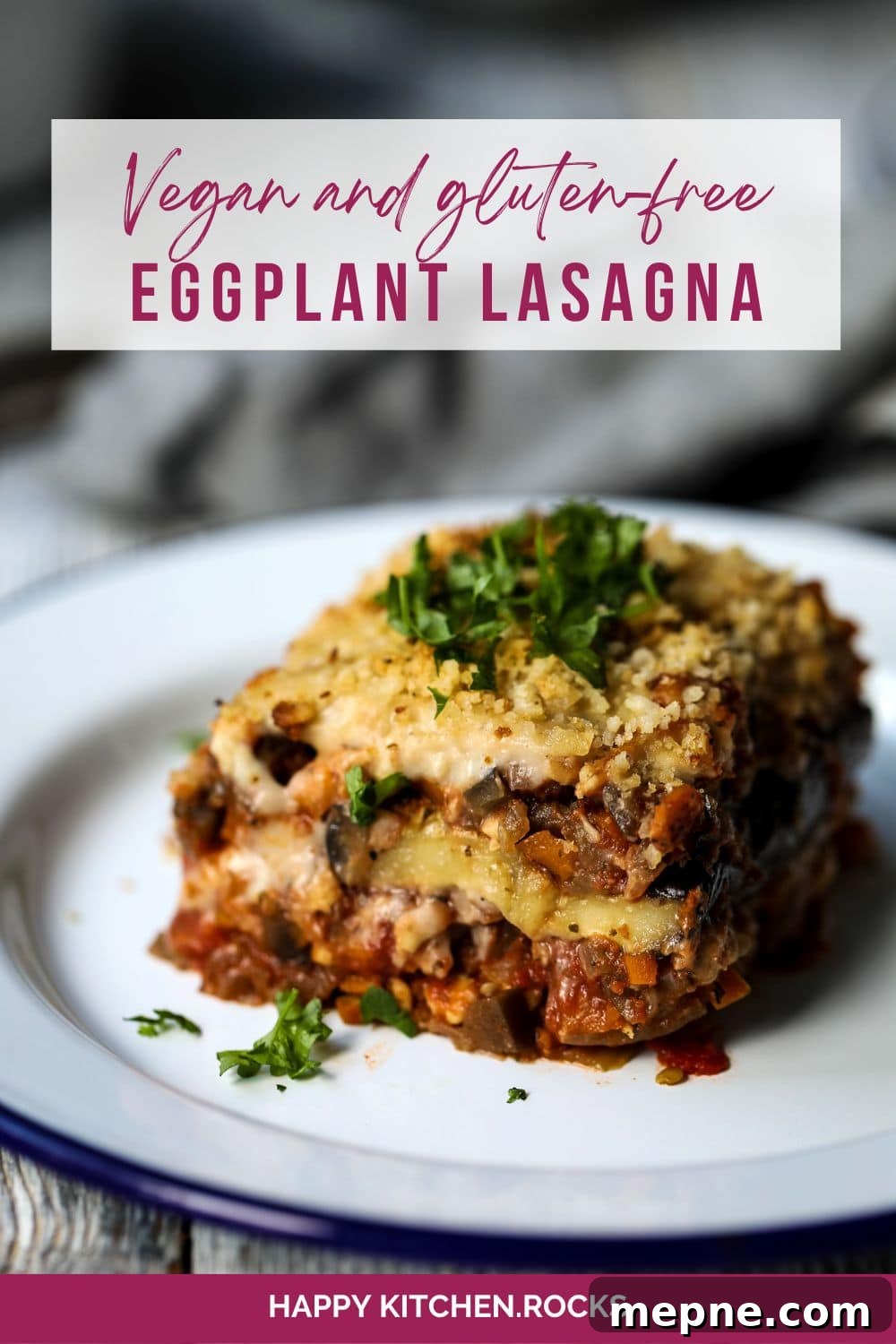 Vegan Eggplant Lasagna Pinterest Pin.