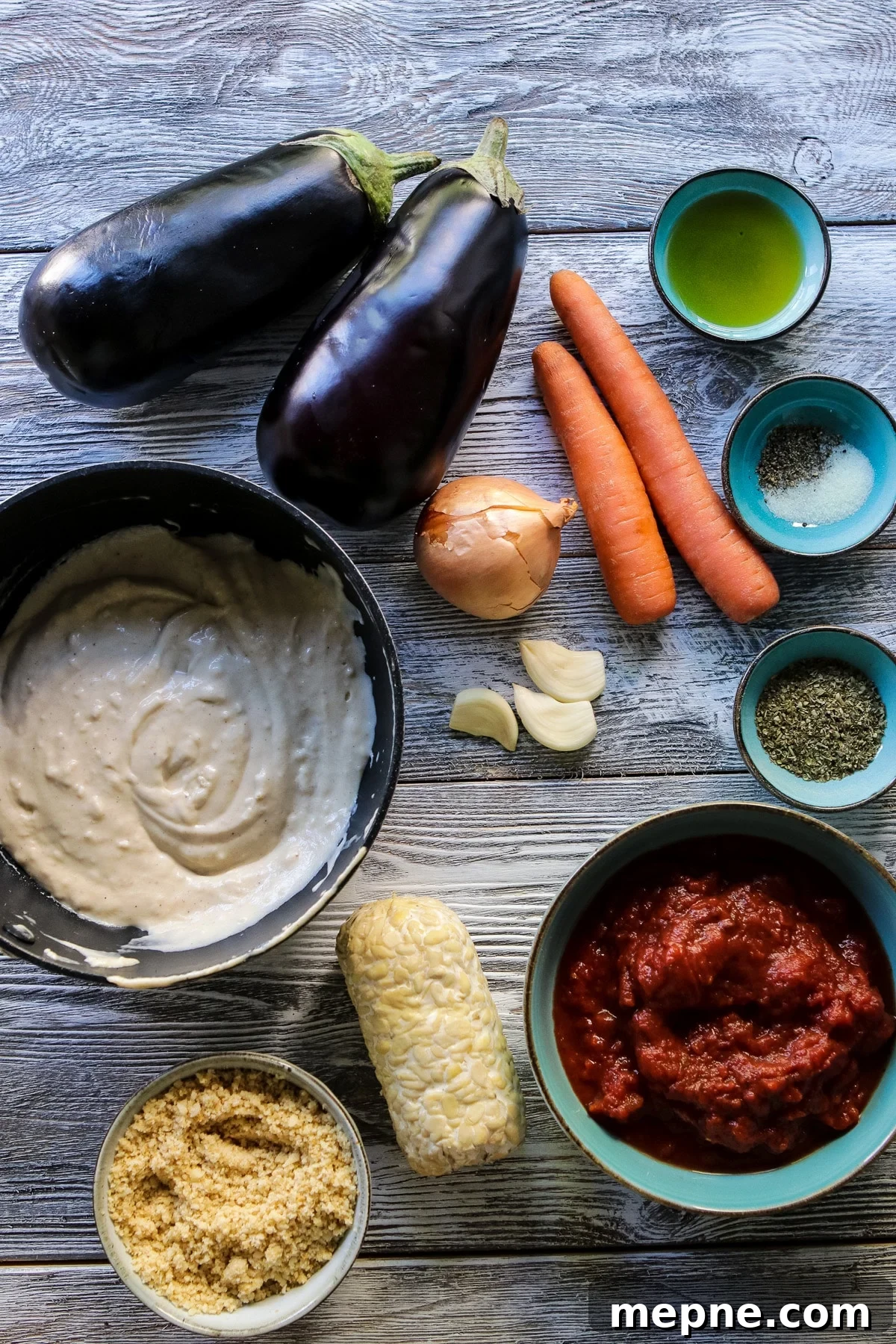 Ingredients for Vegetarian Eggplant Lasagna.
